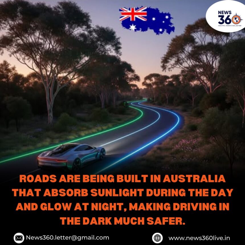 Glowing Roads in Australia absorbing sunlight during the day and illuminating highways at night