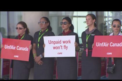 Air Canada's grounded fleet of planes due to flight attendants' refusal to return to work