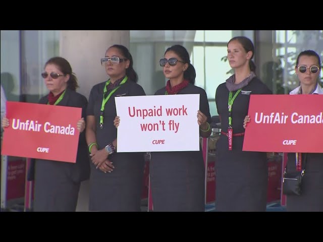 Air Canada's grounded fleet of planes due to flight attendants' refusal to return to work