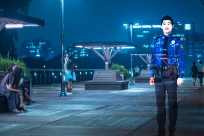 Holographic police officers in Seoul