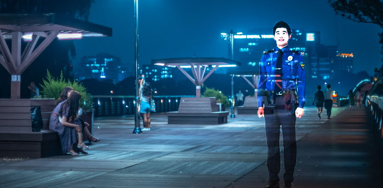 Holographic police officers in Seoul