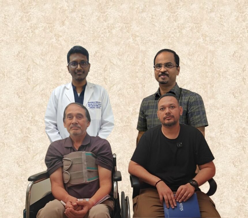 (L-R)Mr. Gokla Nand Pant, Dr RaviRaju, Patient's son_ Dr V. Vinoth Kumar