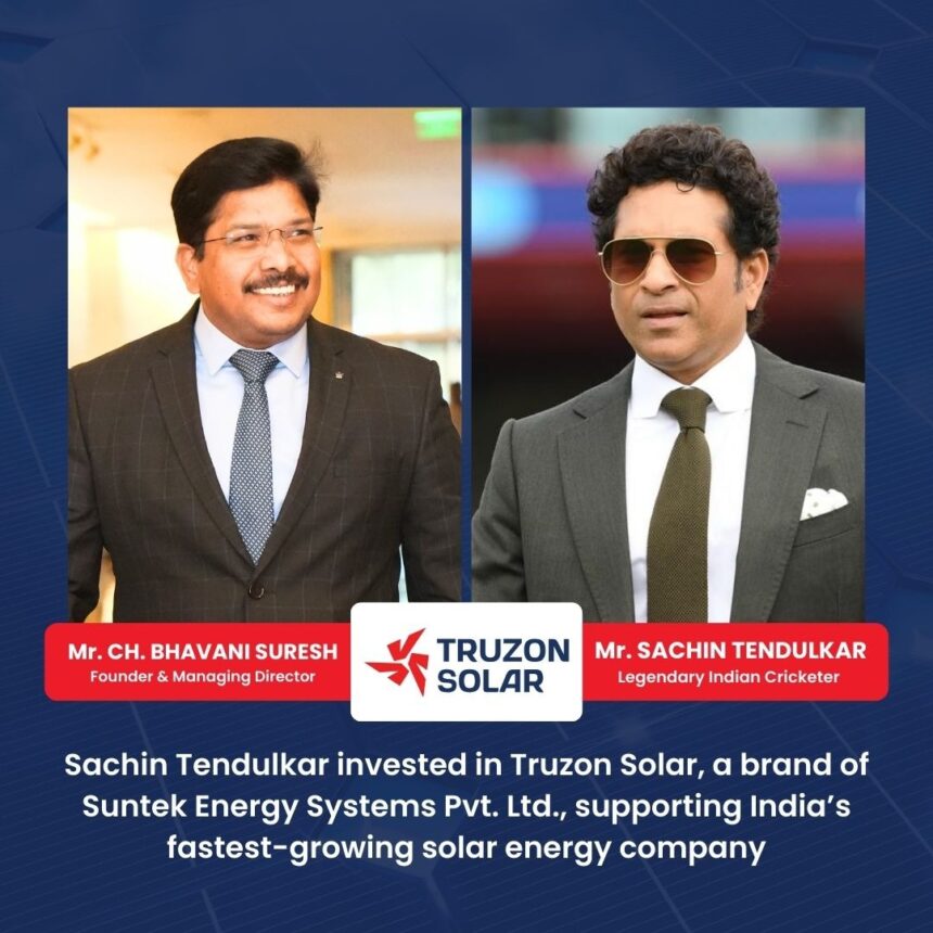 Truzon Solar announces partnership with Mr. Sachin Tendulkar