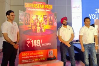 Photo Caption - From Left to Right Mr. Ankush Nagran, Head of Marketing, Dish TV Mr. Shyam Pothula, Zonal Sales Head - AP and Telangana, Dish TV Mr. Sukhpreet Singh, Chief Revenue Officer, Dish TV
