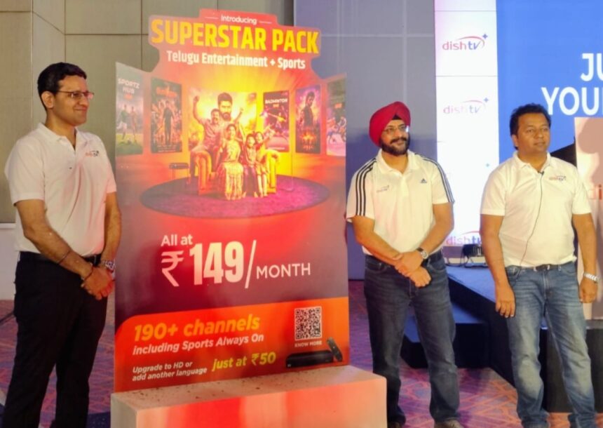 Photo Caption - From Left to Right Mr. Ankush Nagran, Head of Marketing, Dish TV Mr. Shyam Pothula, Zonal Sales Head - AP and Telangana, Dish TV Mr. Sukhpreet Singh, Chief Revenue Officer, Dish TV