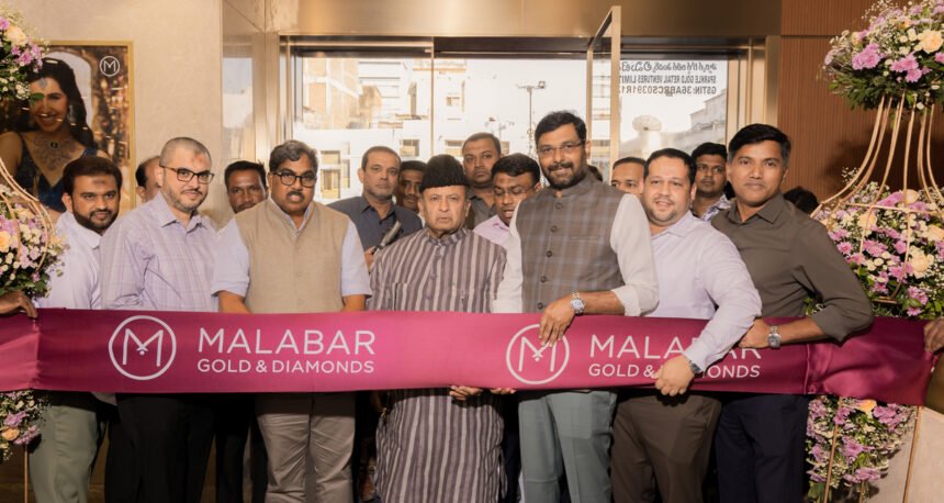 Photo Caption: Left to Right Mr. Shanib K (Zonal Head - Telangana) Mr. Muhammed Shareej K (Zonal Head - Telangana) Mr. Siraj P K - Head-Retail Operations(Rest of India) Mr. Muhammed Abdul Vahab P - (Showroom Head Charminar) Mr. Mir Zulfeqar Ali Sahab- (Hon'ble MLA, Charminar Constituency) Mr. M. P. Ahammed - Chairman, Malabar Group Dr. Imtiyaz Ahmed Khan Syed Azmathulla - Assistant Showroom Head - Charminar